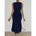 thumbnail image 2 of ZOELNIC Women's Ruched Bodycon Dress Summer Casual Sleeveless Elegant Club Evening Party Cocktail Midi Dresses, XL, 2 of 5
