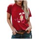 thumbnail image 1 of Puntoco - Camiseta con estampado de conejo y cuello redondo para mujer, blusa suelta informal de manga corta de Pascua Puntoco Puntoco-1391, 1 of 4