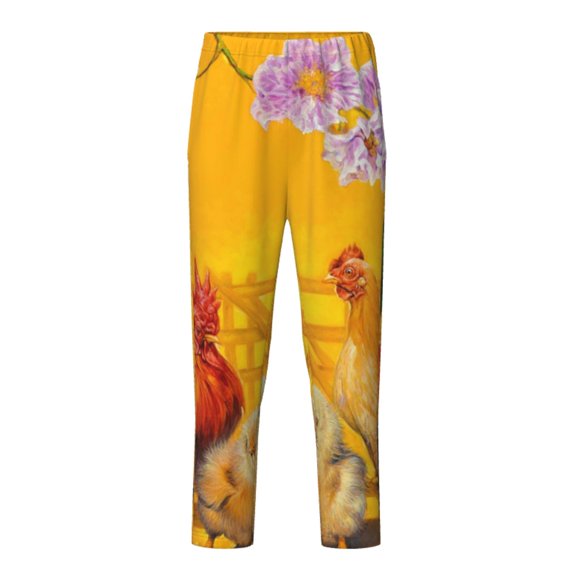 Xecao The Chicken Family Print Teenagers' Pajama Pants Long Sleep Pants Soft Elastic Waist Pajama Bottoms Elastic waist with 2 Pockets 5-16 Years-XS(5-6)