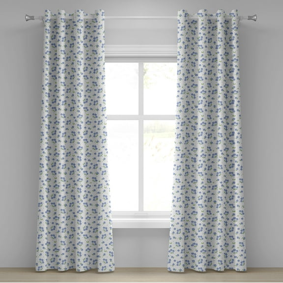 Ambesonne Floral Grommet Curtain, Vintage Rose Bouquets, 50" x 96", Violet Blue Green White