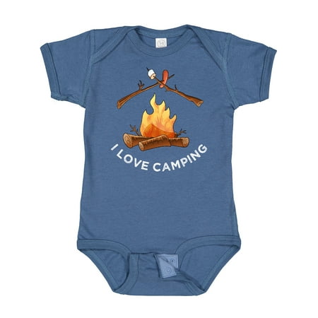 

Inktastic I Love Camping Campfire with Marshmallow and Hot Dog Gift Baby Boy or Baby Girl Bodysuit