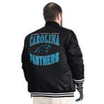 thumbnail image 3 of Men's G-III Sports by Carl Banks Black Carolina Panthers Adaptive Team Graphic Satin Full-Snap Varsity Jacket, 3 of 5