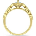 thumbnail image 6 of Art Deco Engagement Ring Aquamarine Cubic Zirconia Yellow Tone 925 Sterling Silver, Size 5, 6 of 7