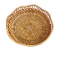 thumbnail image 2 of Oleegame 2PC Stainless Steel Cutlery Set Rattan Round Fruit Baskets Wicker Storage Bowls Natural Woven Serving Basket Bowls Decorative Baskets For Kitchen Counter Organizing 9x9x2inch Brown, 2 of 9