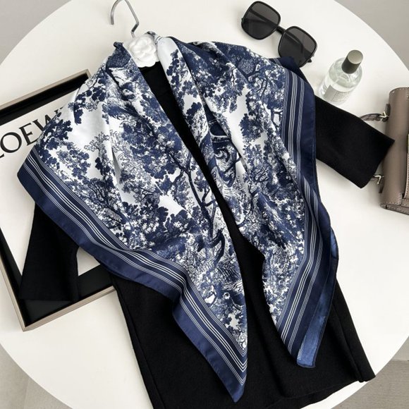 MYG Foulard en Soie pour Femme 90x90 cm Luxe Imprimé Grand Hijab Châle Bandana Cache-Couche