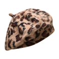 thumbnail image 2 of ZHOGXU Beret Hat For Women Leopard Print Retro Style Windproof Warm Fashion Comfortable Caps For Autumn Winter Daily Wear Beige M, 2 of 9