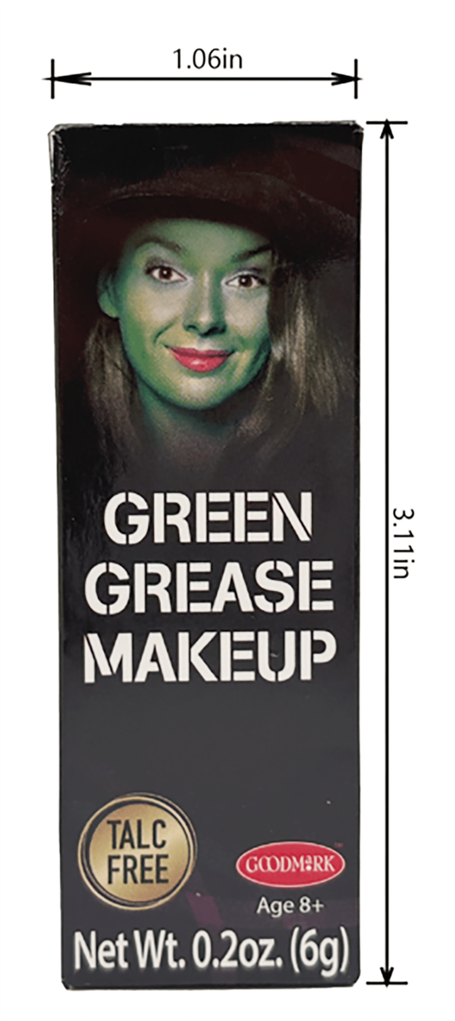 Grease Makeup, Green, 0.2oz, Halloween Make-Up for Adults by Goodmark