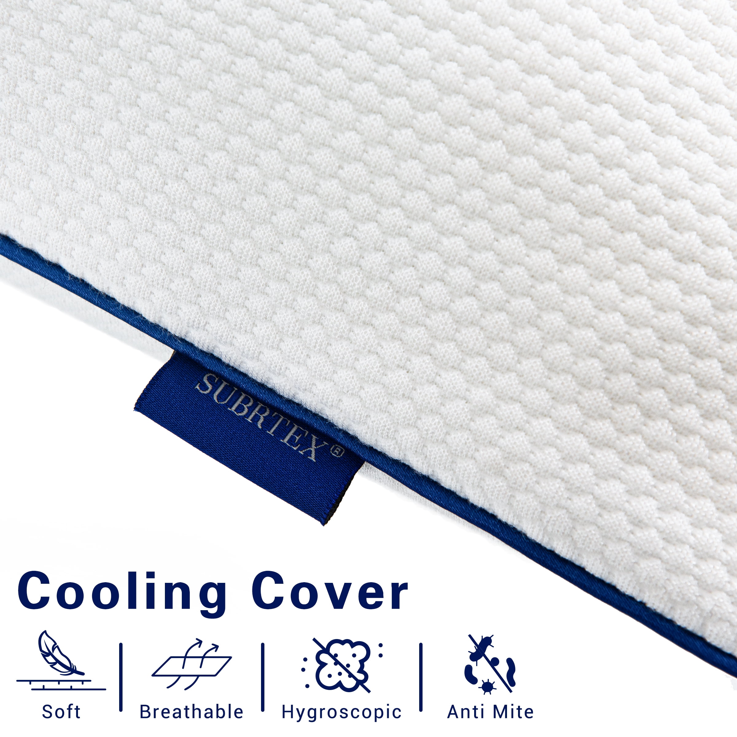 Subrtex Shredded Foam Pillow 1 Pack Cross Cut Memory Foam Filler with  Detachable Pillowcase
