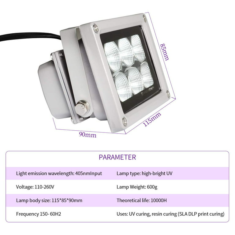 405nm UV Resin Curing Light LED Lamp Solidify Photosensitive for LCD SLA  DLP US
