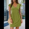 thumbnail image 2 of Vestido Tipo Chaleco Holgado con Mangas de y Escote en V Profundo para Mujer, Color Verde Hierba, Talla L, 2 of 6