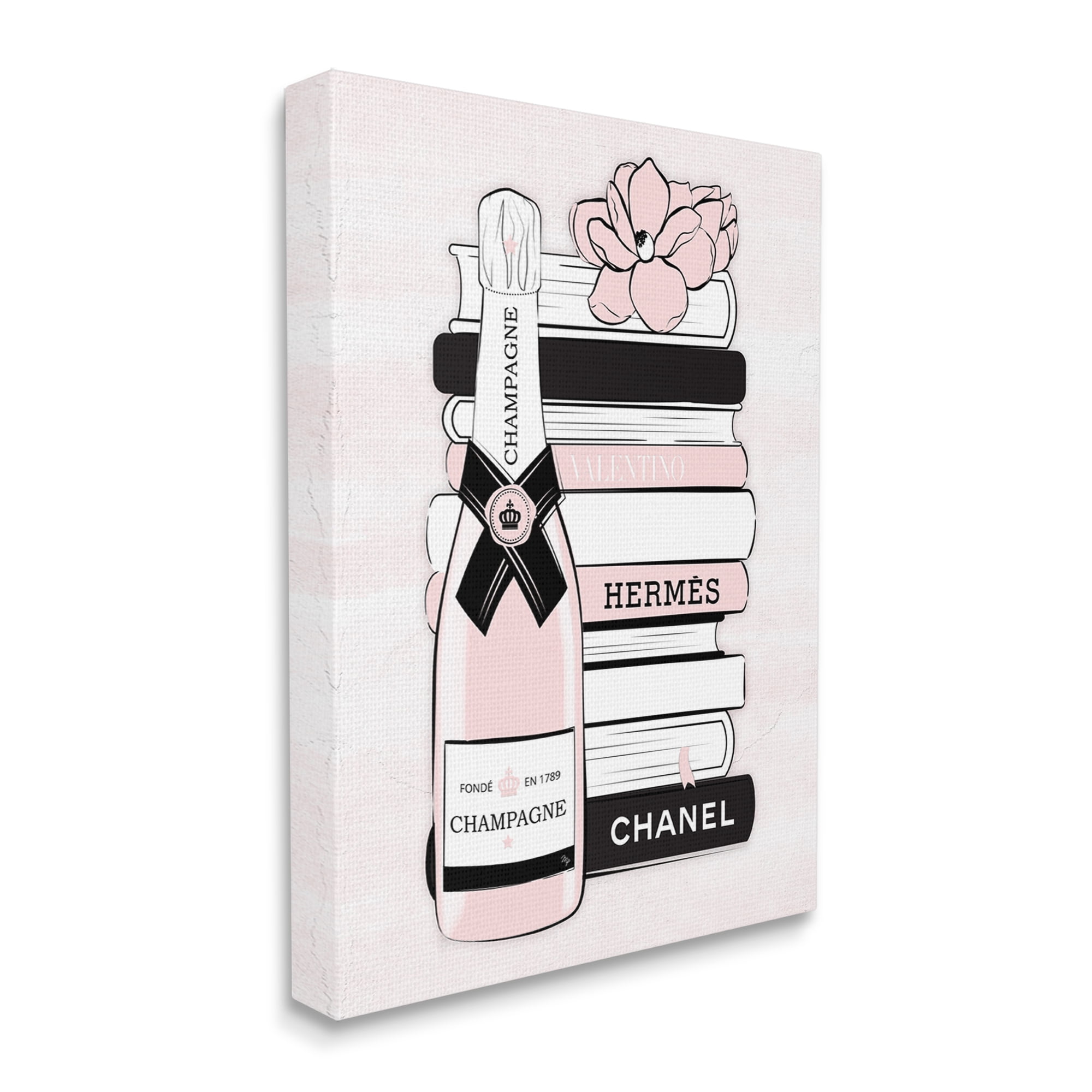 Stupell Industries Pastel Stacked Books Champagne Polished Glam Emblem Graphic Art Gallery Wrapped Canvas Print Wall Art, Design by Martina Pavlova