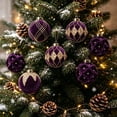 thumbnail image 2 of Flocked Christmas Ball Ornaments Set of 12, Textured Xmas Tree Baubles, Hanging Holiday Decorations for Tree Wreath Home Party Decor - Purple, 2 of 7