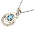 thumbnail image 2 of Dazzlingrock Collection 6X4mm Pear Blue Topaz & Round White Diamond Swirl Infinity Teardrop Pendant for Women with 18 Inch Silver Chain (0.10 ctw, Color I-J, Clarity I1-I2) in 14K Rose Gold, 2 of 4