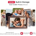 thumbnail image 5 of Digital Picture Frame, 10.1 inch Frameo Digital Frame WiFi, 1280 * 800 IPS  Touchscreen, 32GB Storage,  Share Pictures Video,  Photo Frame , Gifts for Mom, Grandma, Woodgrain, 5 of 6