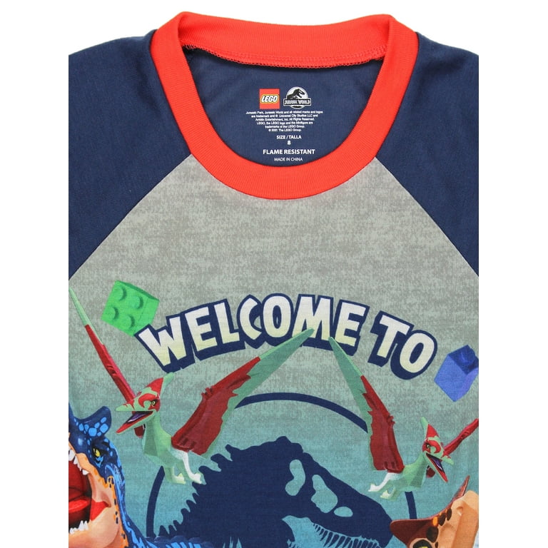 Lego Jurassic World Dinosaur Kids Short Sleeve 2 Piece Pajamas Set