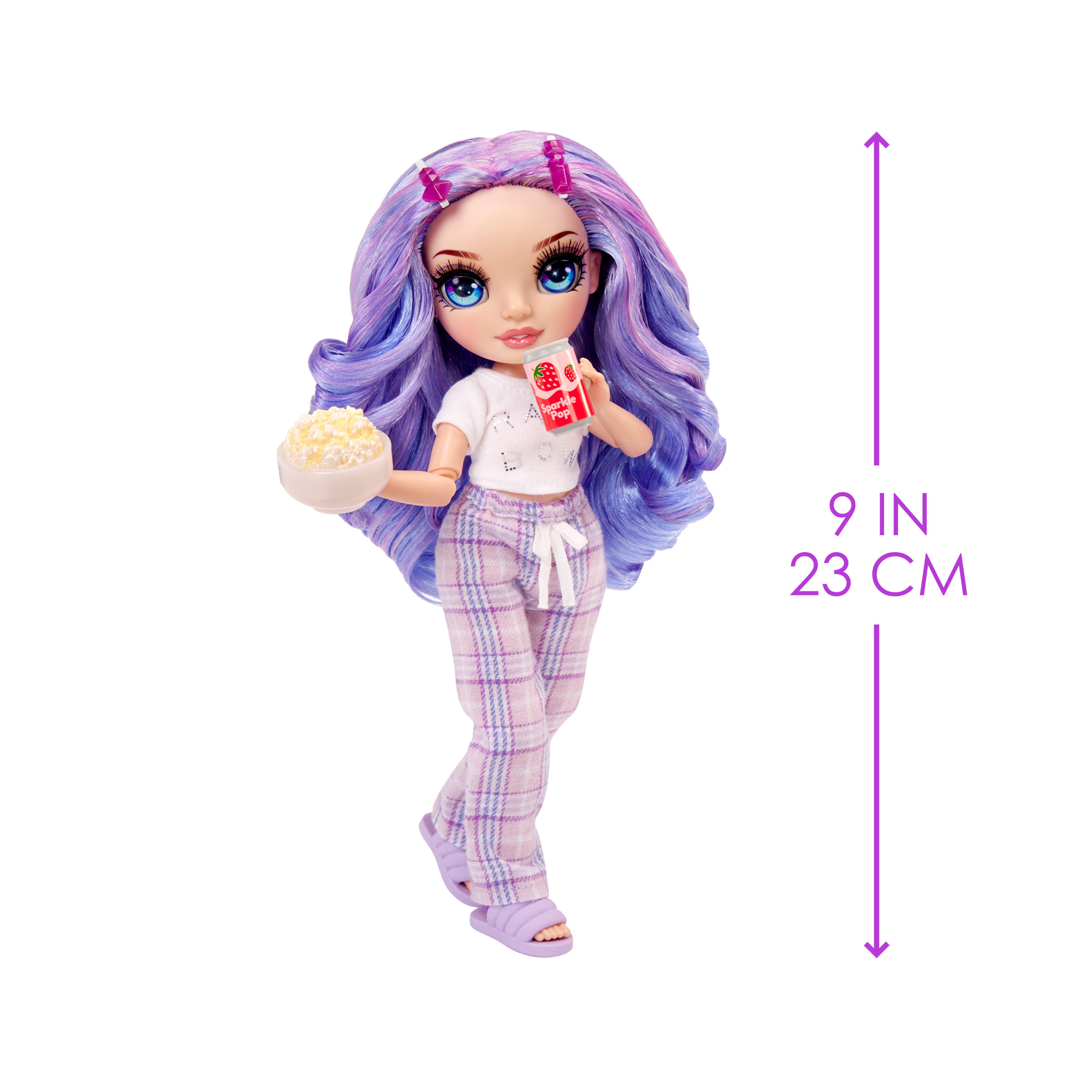 Rainbow High Jr High PJ Party Violet, Purple 9” Posable Doll, Soft Onesie, Slippers, Play Accessories, Kids Toy Ages 4-12 - image 4 of 8