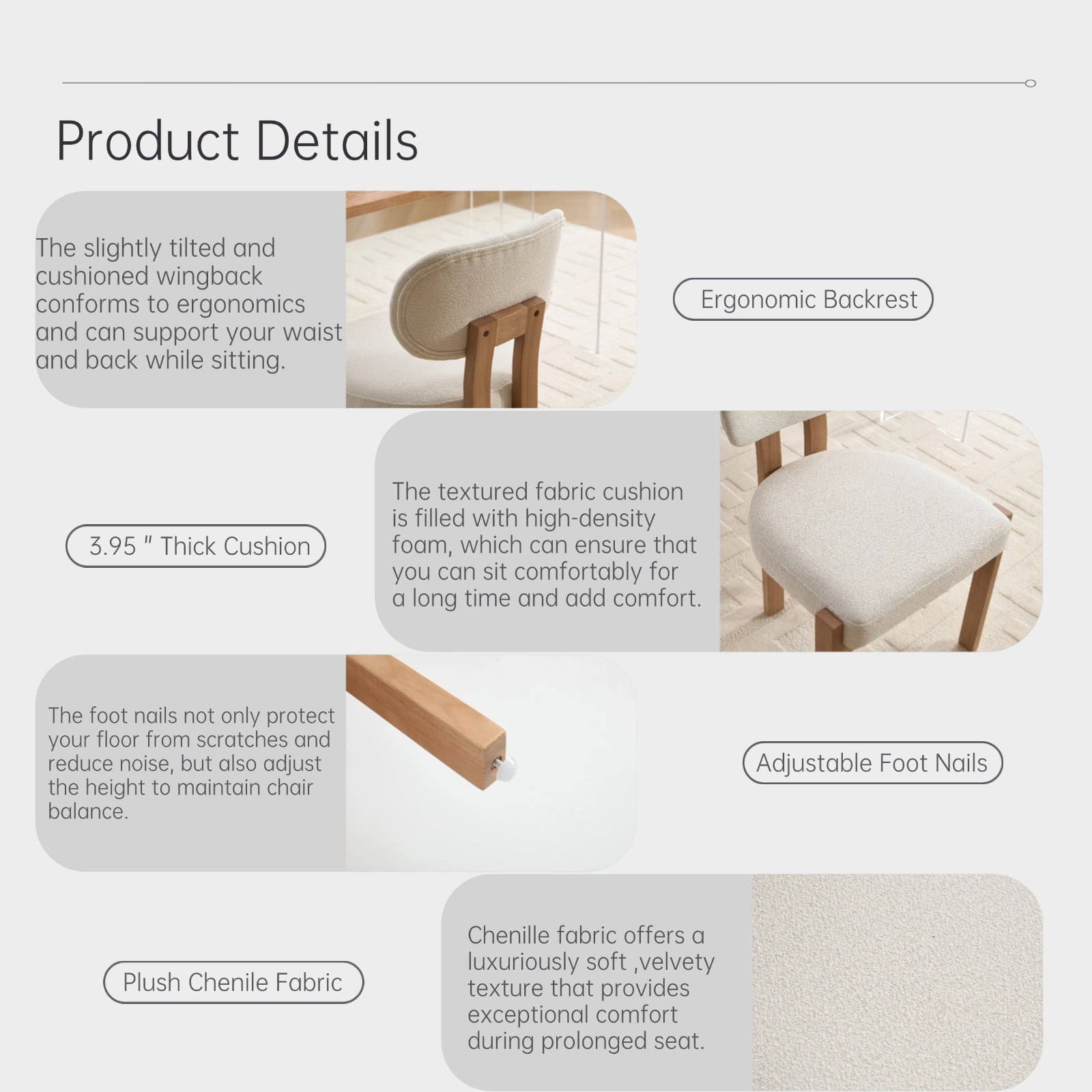 TrumanPick Modern Farmhouse Wooden Dining Chairs Set of 2 Upholstered