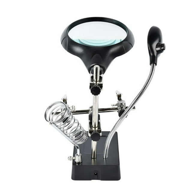 Station de Soudage pour Loupe de Bureau, Lumière DEL, Support de Loupe avec Pince et Pinces