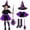 Purple, variant on REDARER Girls Halloween Witch Cosplay Accessory Set with Tutu Skirt Pointed Witch Hat Striped Socks and Decorative Broom for Fancy Dress Trick or Treat Party Outfit,4-10 Years