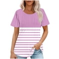 thumbnail image 2 of Lydiaunistar T-Shirt Décontracté à Manches Courtes pour Femmes, Col Rond, Imprimé Floral, Grande Taille, Mélange Polyester Spandex, Confort Quotidien, Lavable en Machine, Rose, 2 of 5