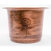 Faded Sunflower Design Rugged Rustic Country Look Plastic Planter 12X8" Flowerpot for Indoor, Outdoor, Garden, Patio, Office Ornaments, Home Decor, Long Lasting Reusable, Lightweight (Copper)