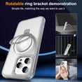 thumbnail image 5 of Magnetic for iPhone 15 Pro Case with Stand [ Grade Drop Tested][Compatible with Magnet] Ring Translucent Slim Hard Back Soft Edge, Grey, 5 of 14