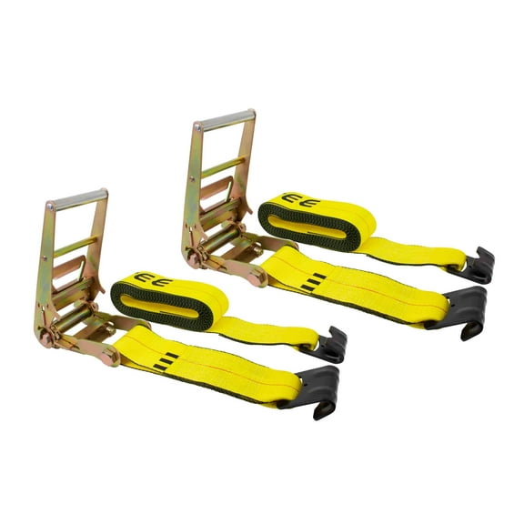 Mytee Products 4" x 30' Ratchet Tie Down Straps w/Flat Hook Extreme, 6,670 Lbs WLL Tie Down for Flatbed Truck Trailer (2 - Pack)