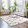 thumbnail image 3 of Large Area Rugs 5'x8', Botanical Floral Carpet Runner Indoor Outdoor Rugs Home Decor Aesthetic, Spring Colorful Flowers Butterfly Non Slip Mats Washable Accent Rug for Living Room Bedroom, 3 of 8