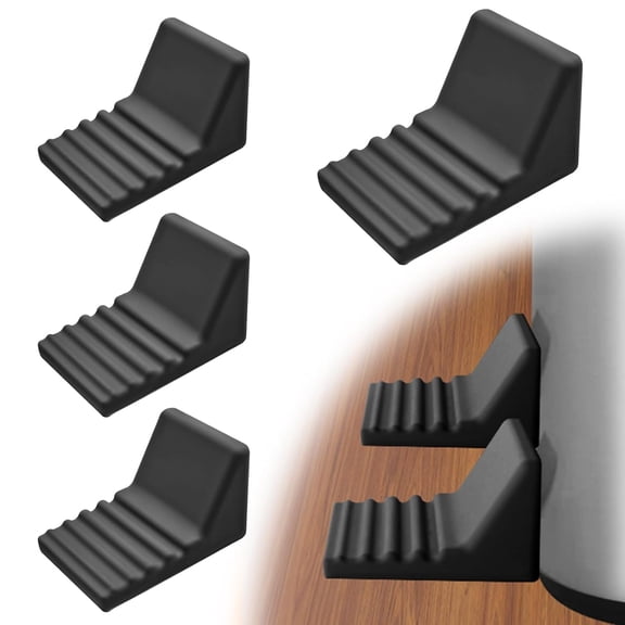 4 Pcs Heavy Duty Trash Can Wall Protector, Silicone Trash Can Bumper for Square & Round Garbage Bins, No-Drill Garbage Can Wall Protector for Kitchen and Floor (Black)