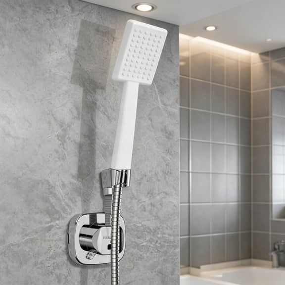 1‑Pack 360‑Degree Swivel Suction Cup Shower Head Holder, Heavy‑Duty 10kg Load Shower Bracket with Storage Hook, No‑Drill Removable Silver Shower Wall Mount for Bathroom