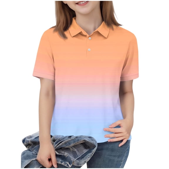Babcutegg Uniform for Kid Boys Short Sleeve Lapel Back to School Wear Campus Style Boys Summer Shirts Orange Size 14-15 T