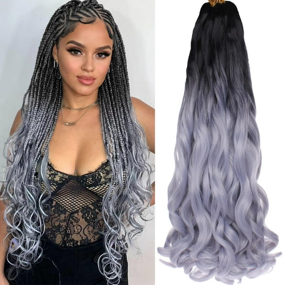 COOKOO 9 Packs 22 Inch Pre-stretched French Curls Braiding Hair Spanish Curly Braids Hair Wavy Crochet Braids Hair Loose Wavy Crochet Hair Extention for Go