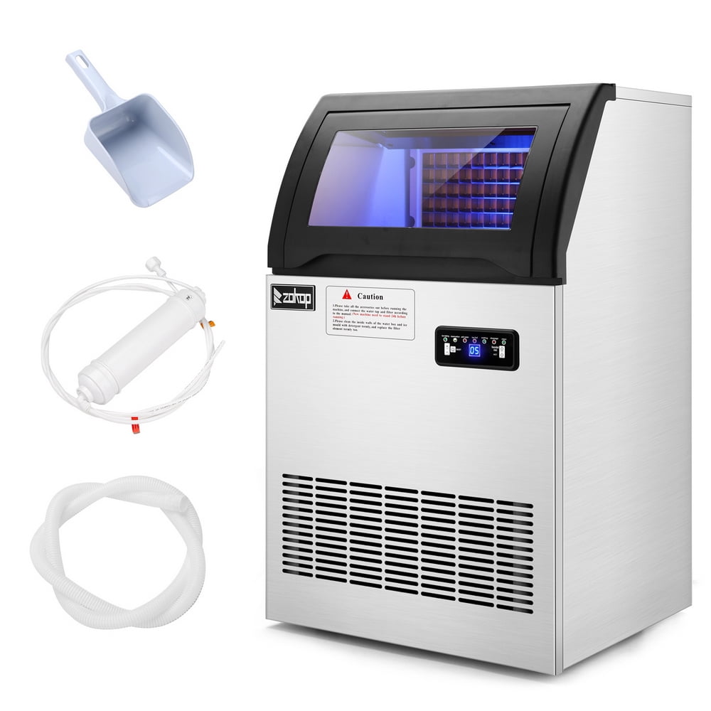 Freestanding Ice Maker Cube Machine, Stainless Steel Icemaker for Home/Kitchen/Office/Restaurant