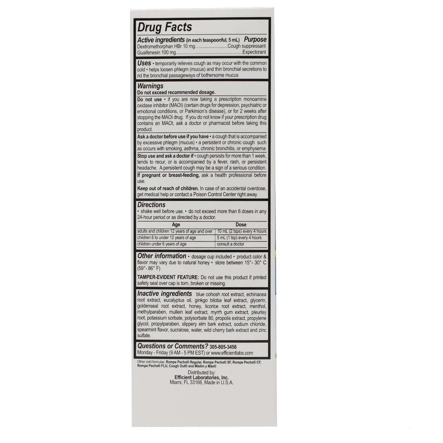 Rompe Pecho EX (Expectorant) 6oz - Cold & Cough Syrup