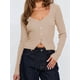 thumbnail image 4 of Cárdigan de Larga para Mujer, Suéter Corto de Punto Abierto, Chaqueta con Cuello en V y Botones para Otoño Albaricoque L, 4 of 10