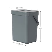 EKO Compost Caddy Kitchen Trash Can, 1.3 Gallon Plastic Rectangular Wall Mount with Lid Garbage Bin, Gray