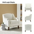 thumbnail image 3 of Wooden Upholstery Armchairs Set of 2 Lounge Sofa Club Accent Chairs Nailhead Trim Side Chairs Living Room Bedroom Ivory, 3 of 6