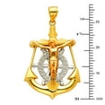 thumbnail image 3 of Wellingsale 14K Tri 3 Color Gold Polished Milgrain Ornate Religious Catholic Mariner Crucifix Charm Pendant, 3 of 5