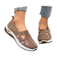thumbnail image 4 of YOUYEDIAN Womens Orthopedic Shoes Arch Support Nurse Shoes Breathable Slip on Non Slip Volleyball Shoes Knitted Mesh Stretch Comfortable 2026 Foam Shoes (Brown), 4 of 6