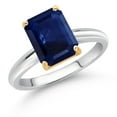 thumbnail image 2 of Gem Stone King 925 Silver and 10K Yellow Gold Ring Blue Sapphire Engagement Ring for Women (2.45 Cttw, Octagon 9X7MM, Gemstone September Birthstone, Available in Size 5, 6, 7, 8, 9), 2 of 4