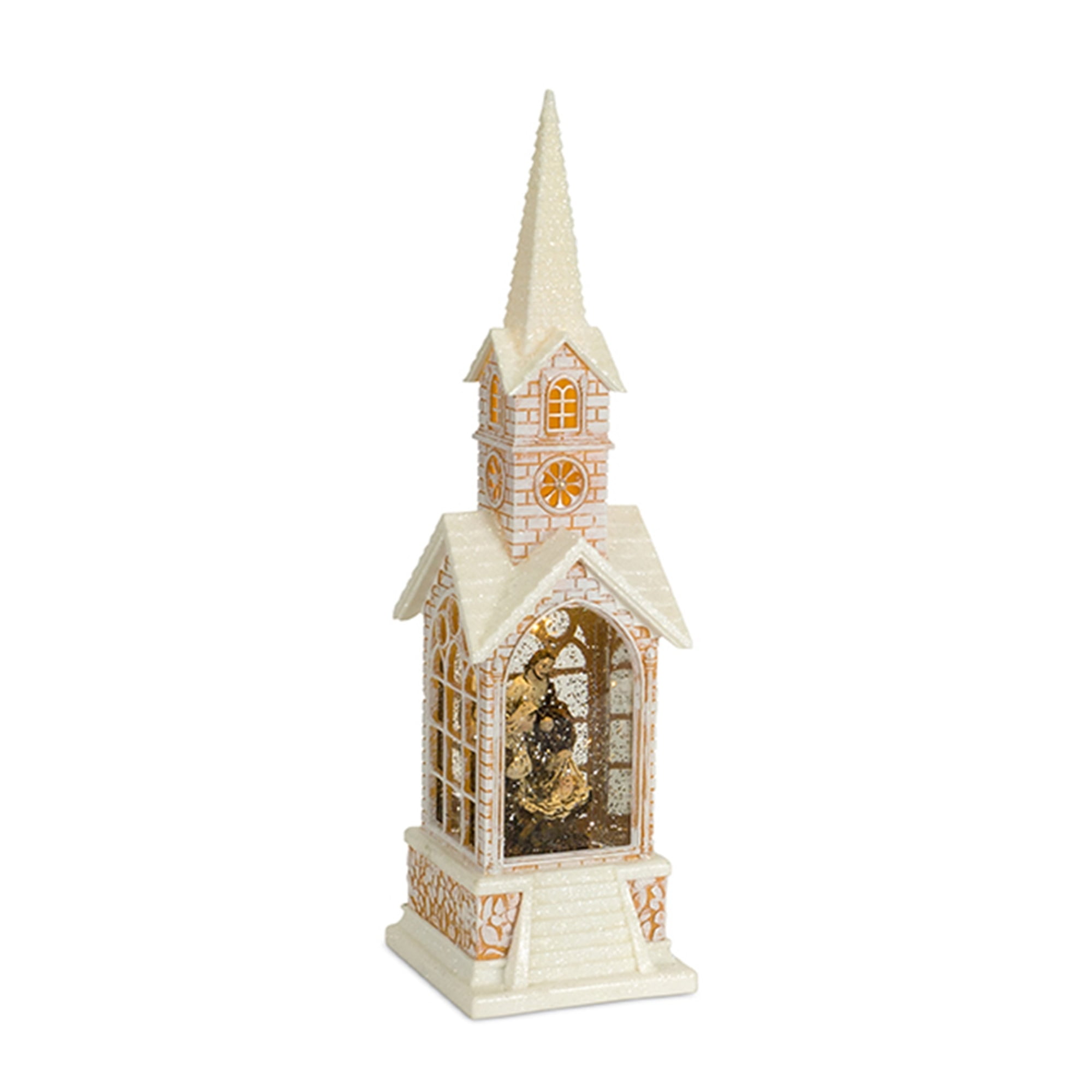 Church Snow Globe with Nativity 16.25"H Plastic