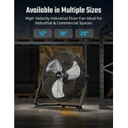 Simple Deluxe 12 High Velocity Floor Fan, 3-Speed Heavy Duty Metal Fan for Home, Commercial, Greenhouse, Indoor/Outdoor Use, Black