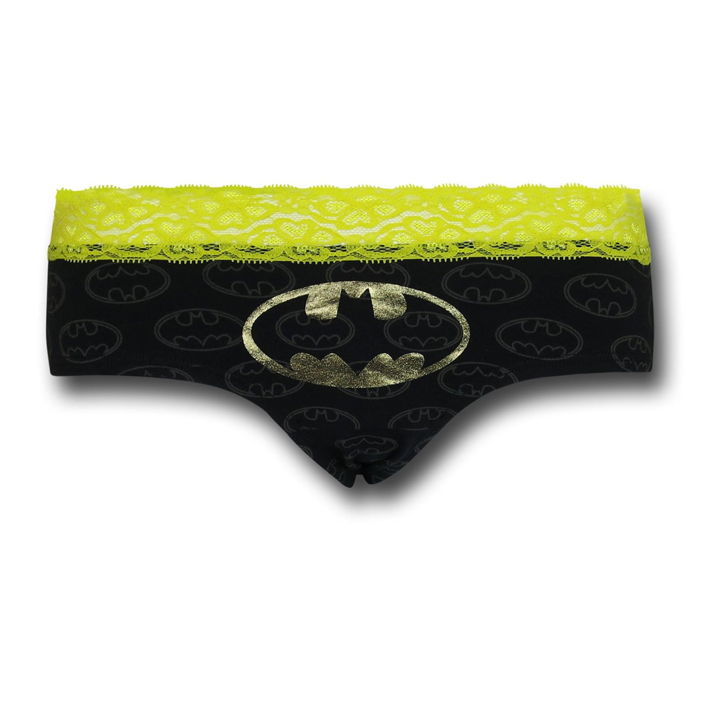 Batman Underwear, Womens Batgirl Lace Back Briefs Black