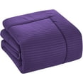 thumbnail image 4 of DNG Creations 3 Piece Box Stitched Striped Pattern Comforter 100% Egyptian Cotton Quilt Cover 800 TC All Season 550 GSM ( Twin/Twin XL Size ) Stripe Purple Colour, 4 of 5