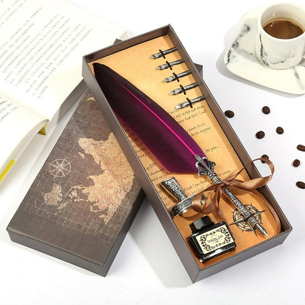 Juego de pluma estilográfica con pluma de caligrafía retro (rosa) Wdftyju Libre de BPA