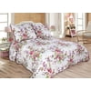"All for You 3pc Reversible Quilt Set, Bedspread, and Coverlet with Flower Prints-4 different sizes-Pink and Purple color ( full/queen 86""x 86"" with standard pillow shams)"