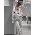 thumbnail image 5 of Chandail en Tricot à Col Rond pour Femmes, Broderie Mode, Manches Longues, Chandail-Over, Chandail Ample pour Femmes, 5 of 5