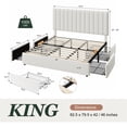 thumbnail image 4 of Amolife King Bed Frame with Adjustable Velvet-Wrapped Headboard and 4 Storage Drawers, No Box Spring Required, White, 4 of 10