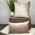 thumbnail image 5 of Taupe Tufted Velvet Quilted Throw Pillow, 5 of 10