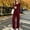 Wine, variant on Womens 2 Piece Matching Lounge Sets Long Sleeve Henley Shirts Wide Leg Pants Airport Travel Outfits Black XL(XL)